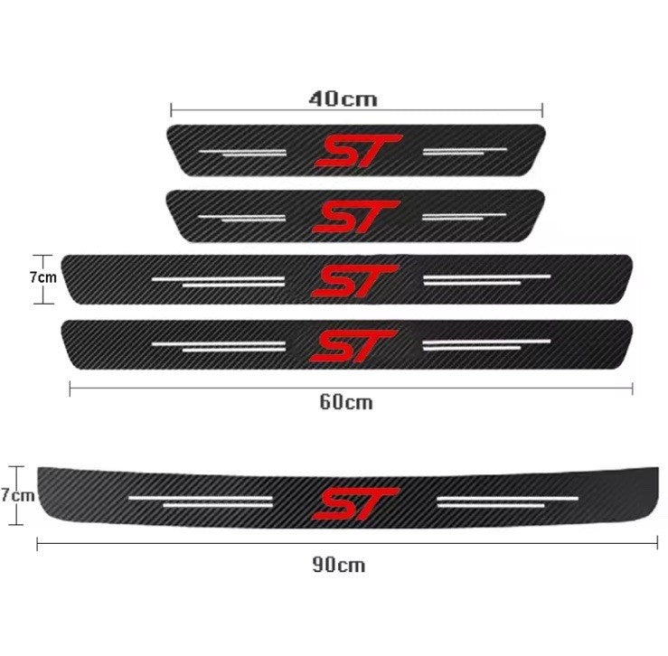 5PC Carbon Fiber Door Sill Protector for Ford ST