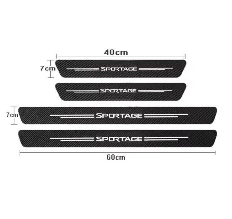 4pcs Carbon Fibre Effect Car Door Sill Protective Strips For Kia Sportage