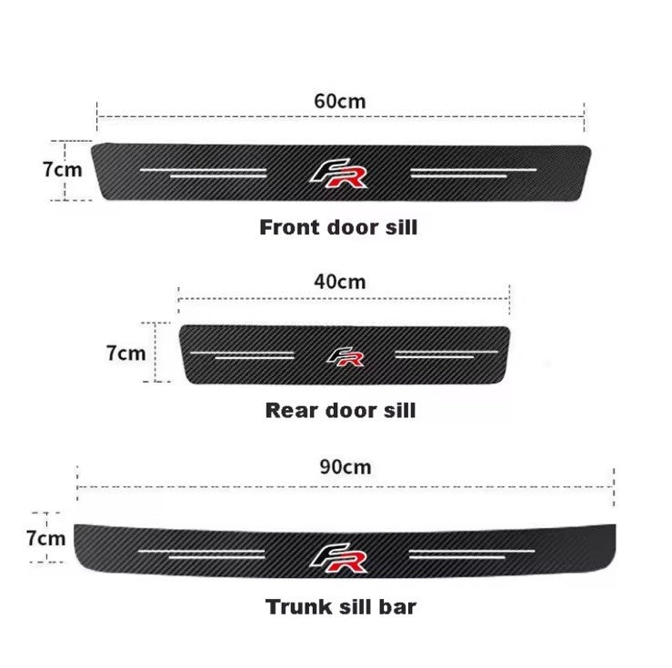 5PCS FR Badge Carbon Fibre Plate Door Sill Protector Guard Stickers Leon Ibiza 