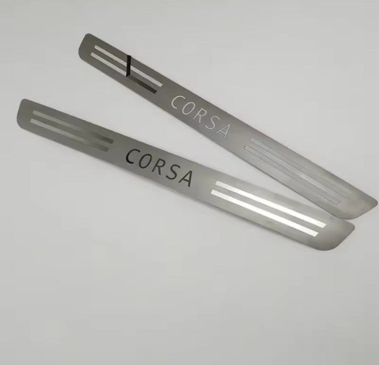 2Pcs Stainless Steel Door Sill Protective Scuff Plates For Vauxhall Corsa