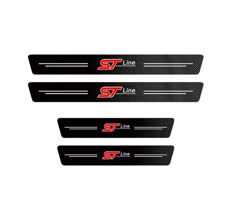 4PCS Carbon Fibre Effect Car Door Sill Protective Strips For Ford ST Line
