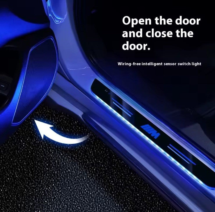 2Pcs Led Colour Changing Door Sill Protective Scuff Plates For BMW M Series