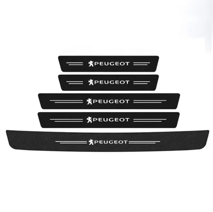 5Pcs Carbon Effect Car Door Sill Protector Stickers for Peugeot