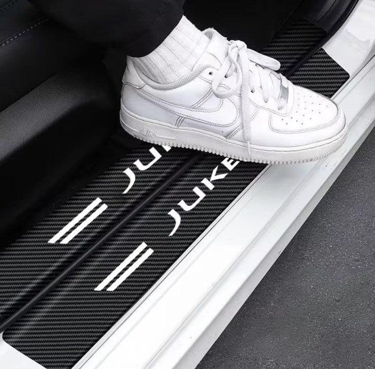 4pcs Carbon Fibre Effect Car Door Sill Protective Strips For Nissan Juke