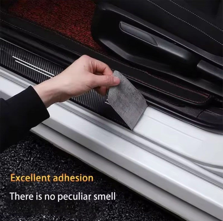 4PCS Carbon Fibre Effect Car Door Sill Protective Strips For Peugeot 3008