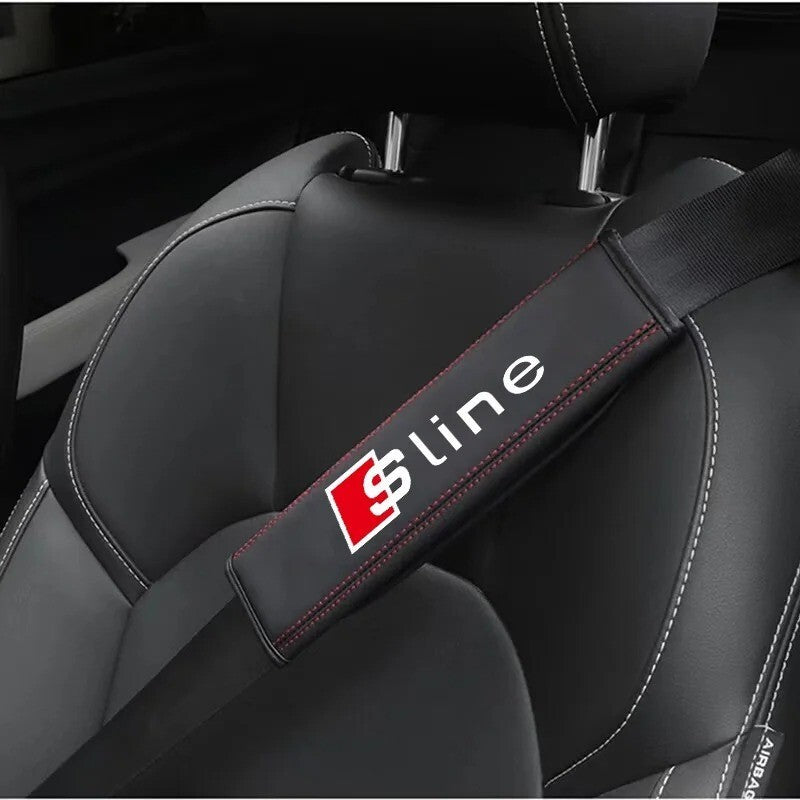 2PCS Nappa Leather Seat Belt Covers for Audi S Line A3 A4 A5 A6 A7 A8 S3 S4
