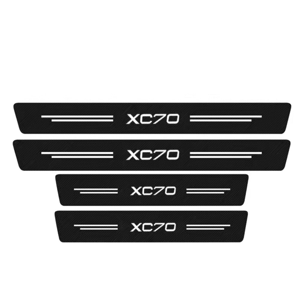 4PCS Carbon Fibre Effect Car Door Sill Protective Strips For Volvo XC70