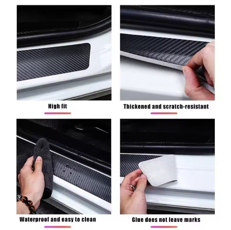 4Pcs Carbon Fibre Effect Adhesive Door Sill Protective Strips For Ford Ranger