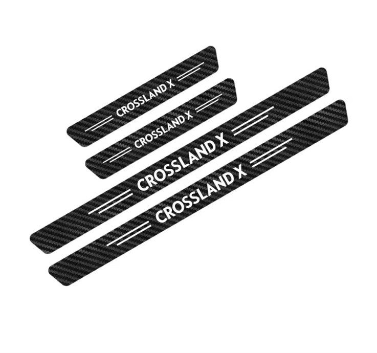 4pcs Carbon Fibre Effect Car Door Sill Protective Strips For Vauxhall CrosslandX