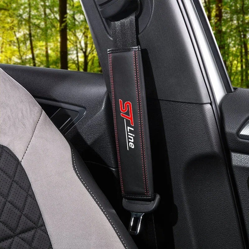 Ford ST Line Seatbelt Cover Pad For Ford Fiesta Focus Puma ST Line Black & Red