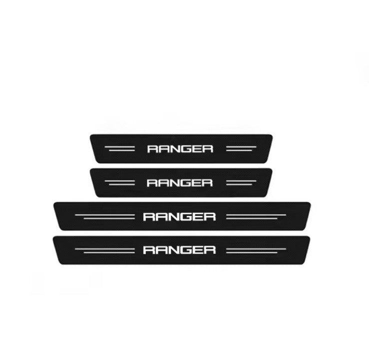 4Pcs Carbon Fibre Effect Adhesive Door Sill Protective Strips For Ford Ranger