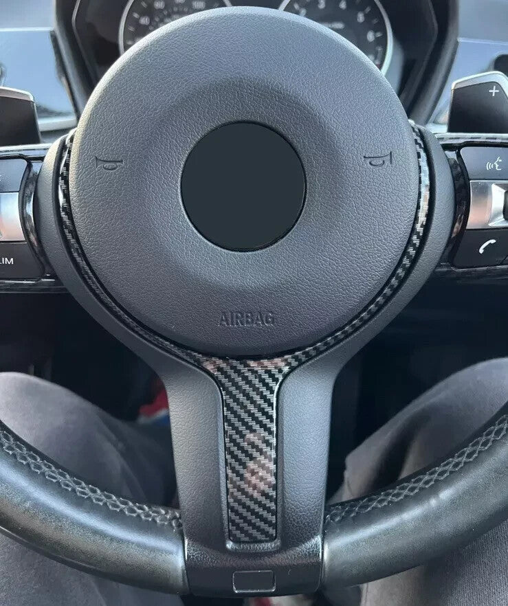 Carbon Fiber Style Steering Wheel Trim Cover for BMW M-Sport 123456 Series
