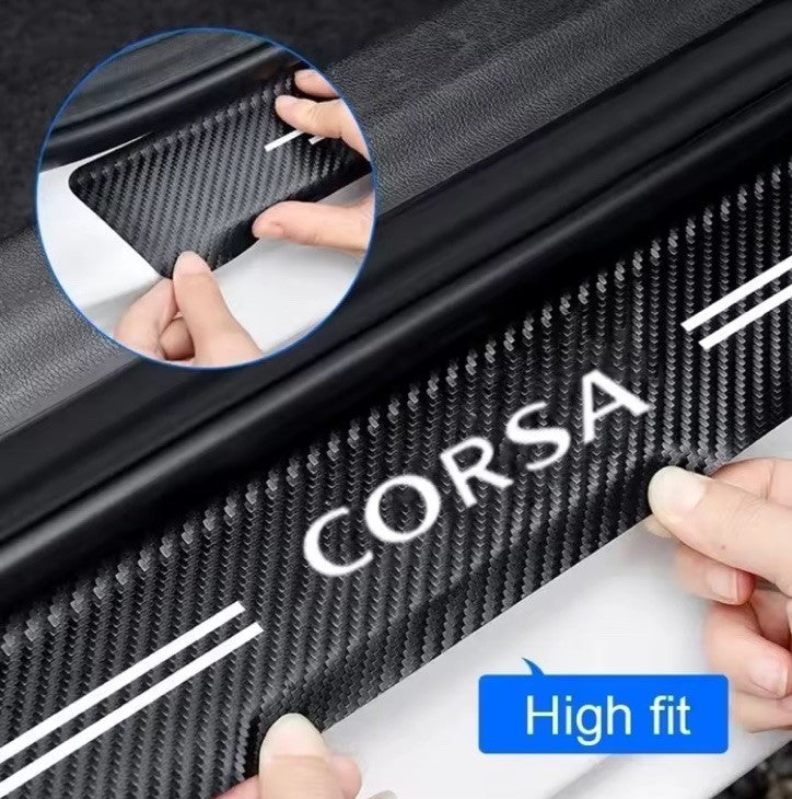 5PC Carbon Fiber Car Door Threshold Protector Strip For Vauxhall Corsa