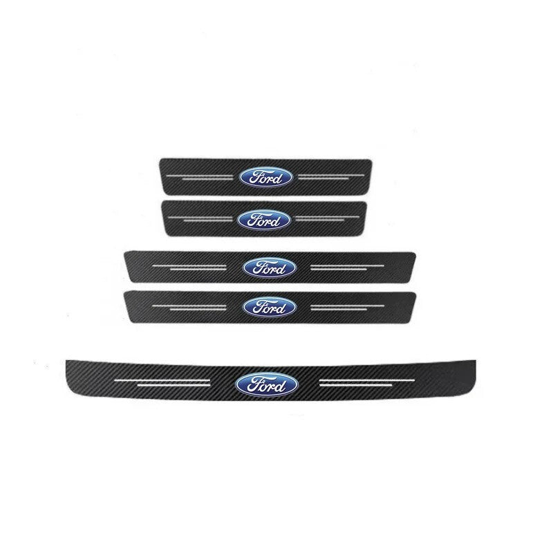5PC Carbon Fiber Door Sill Protector for Ford Fiesta Kuga Ranger Transit ST