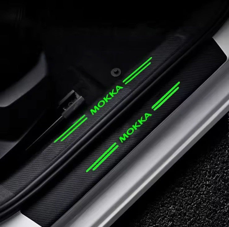 5Pcs Carbon Fibre Luminous Door Sill Protector For Vauxhall Mokka