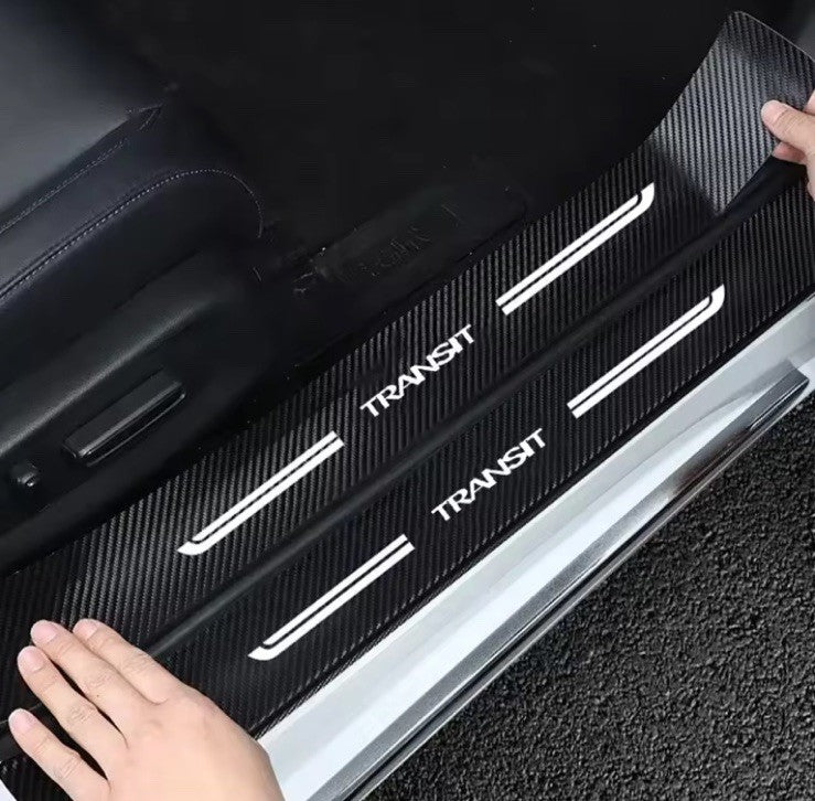 4PC Carbon Fiber Door Sill Protector for Ford Transit