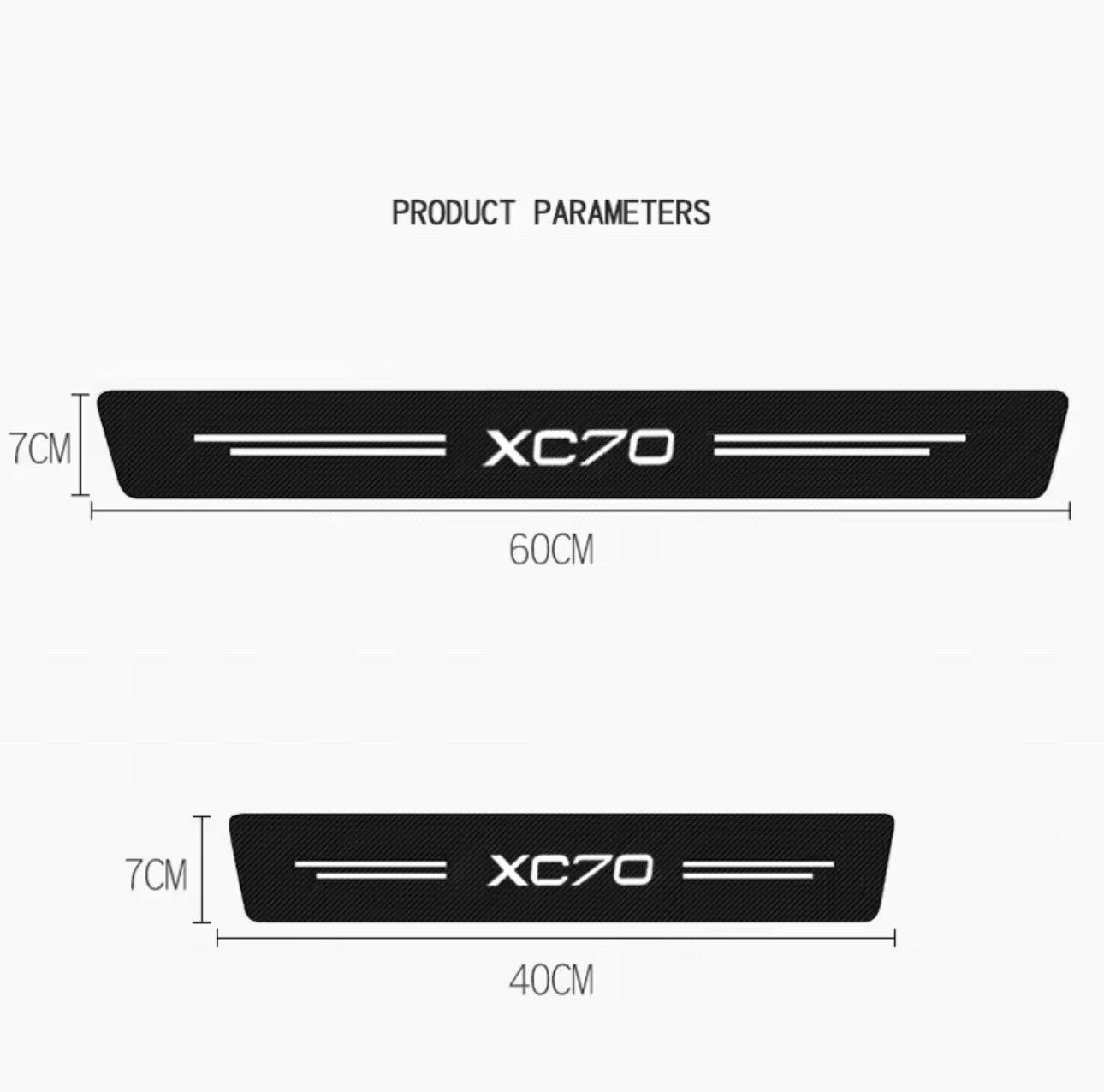 4PCS Carbon Fibre Effect Car Door Sill Protective Strips For Volvo XC70