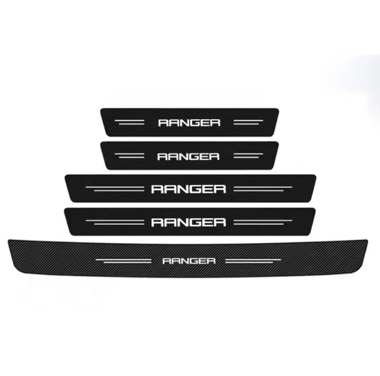 5Pcs Carbon Fibre Effect Adhesive Door Sill Protective Strips For Ford Ranger