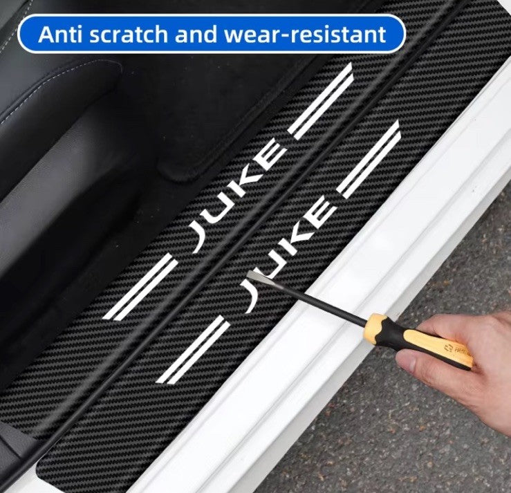 4pcs Carbon Fibre Effect Car Door Sill Protective Strips For Nissan Juke