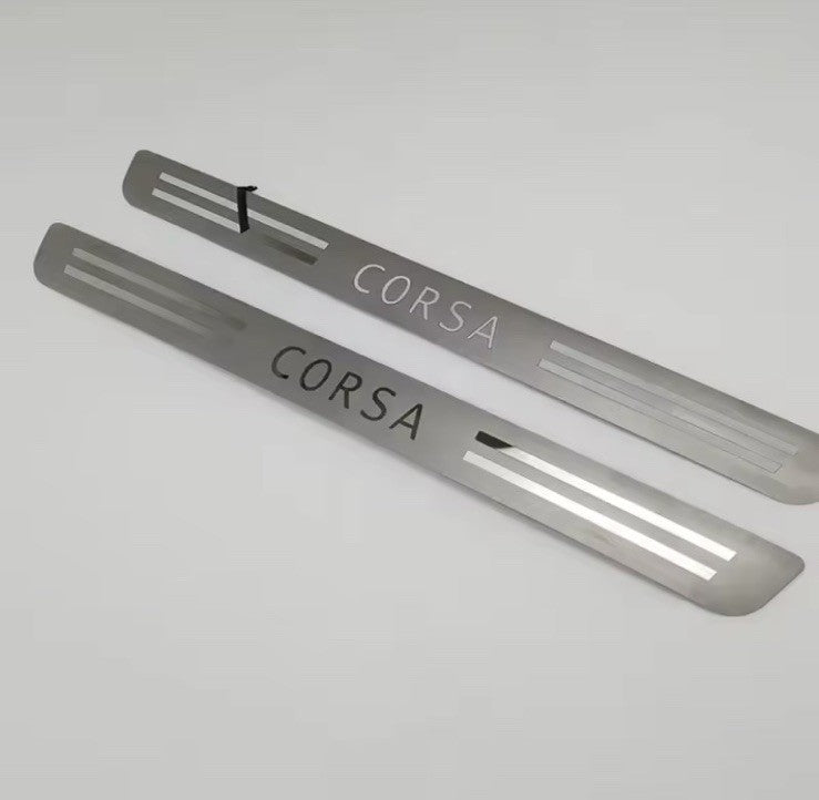 2Pcs Stainless Steel Door Sill Protective Scuff Plates For Vauxhall Corsa