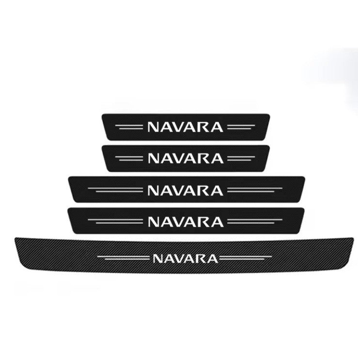 5PCS Carbon Fibre Look Door Sill & Boot Protector Stickers For Nissan Navara