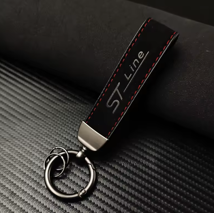 Suede Leather Keychain for Ford ST Line Puma Kuga Edge Fiesta Focus Mondeo