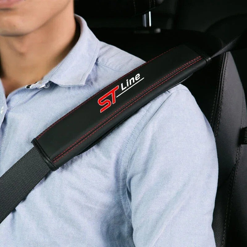 Ford ST Line Seatbelt Cover Pad For Ford Fiesta Focus Puma ST Line Black & Red