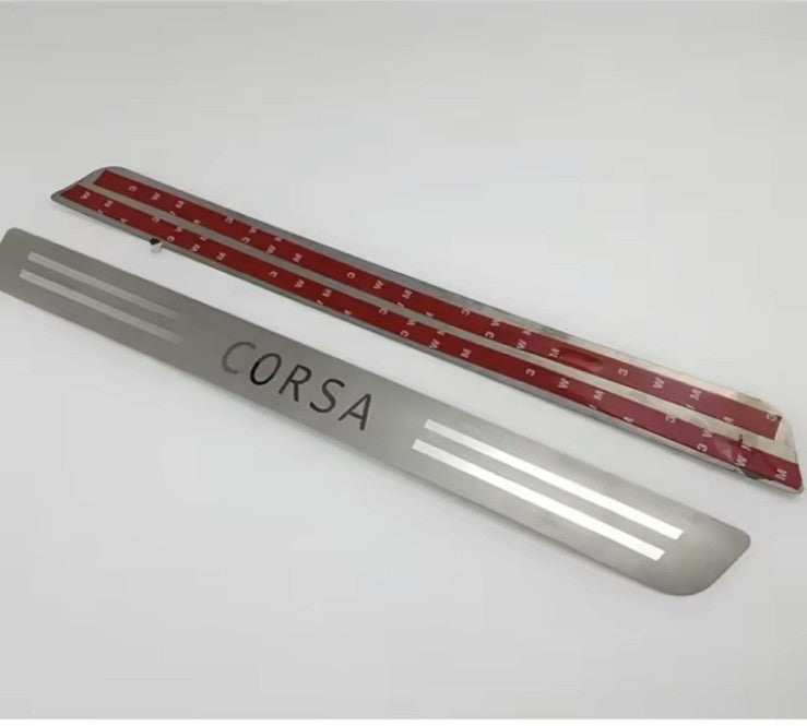 2Pcs Stainless Steel Door Sill Protective Scuff Plates For Vauxhall Corsa