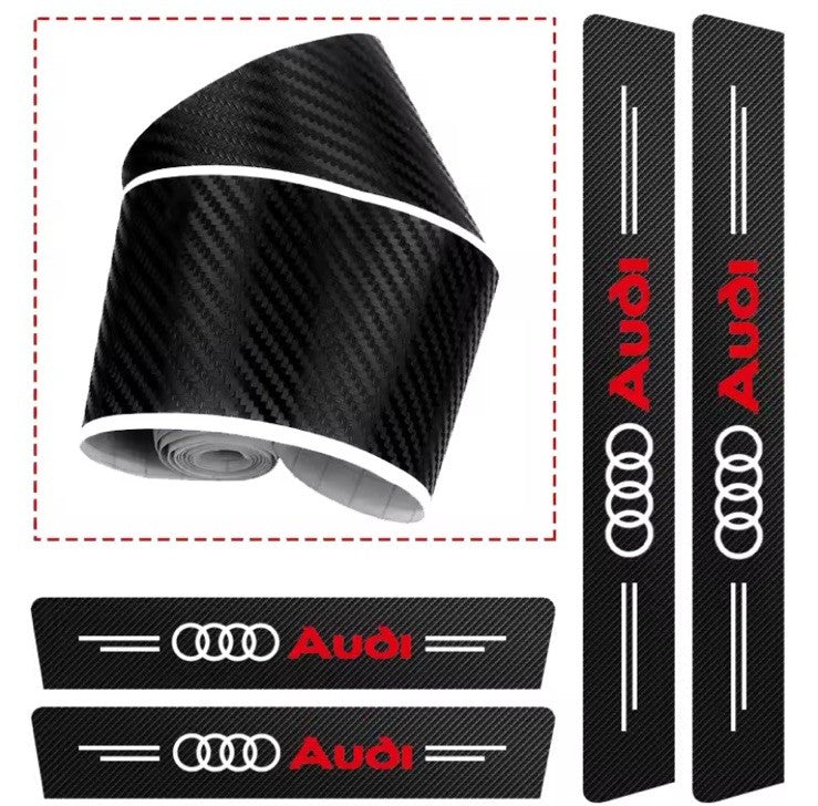 4Pcs Car Door Sill Protector ​Carbon Fibre Finish For Audi