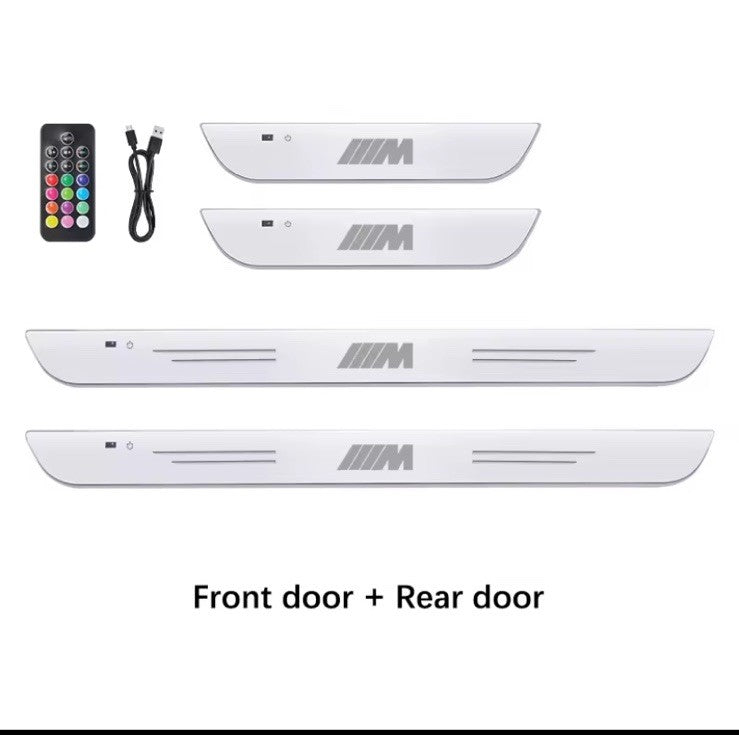 2Pcs Led Colour Changing Door Sill Protective Scuff Plates For BMW M Series