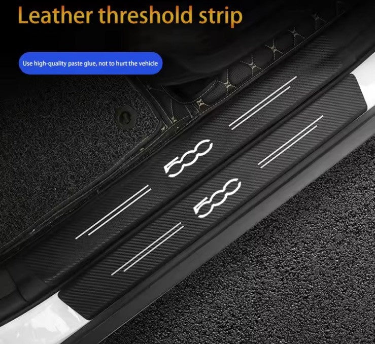 4pcs Carbon Fibre Effect Car Door Sill Protective Strips For Fiat 500