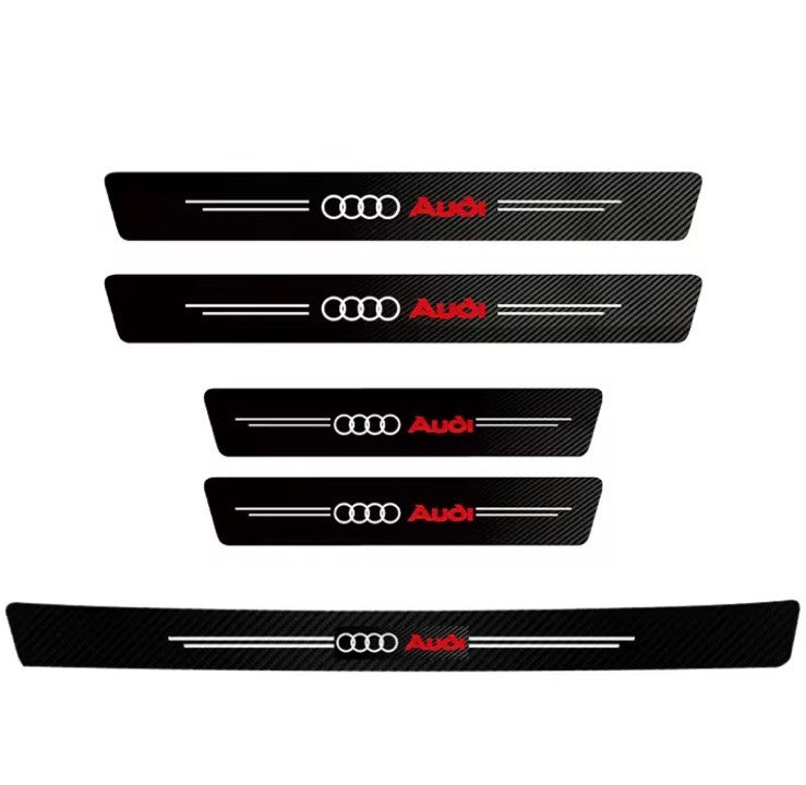 5Pcs Car Door Sill Protector ​Carbon Fibre Finish For Audi
