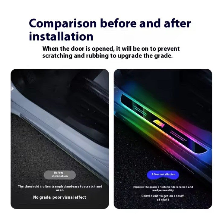 2Pcs Led Colour Changing Door Sill Protective Scuff Plates For BMW M Series