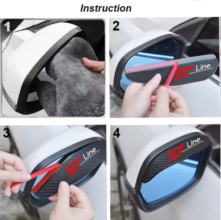 2Pcs Ford ST Wing Mirror Rain Cover Eyebrow Universal Fiesta Focus ST