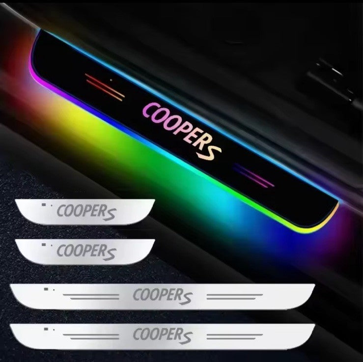 4PCS Led Colour Changing Door Sill Protective Scuff Plates For Mini Cooper S