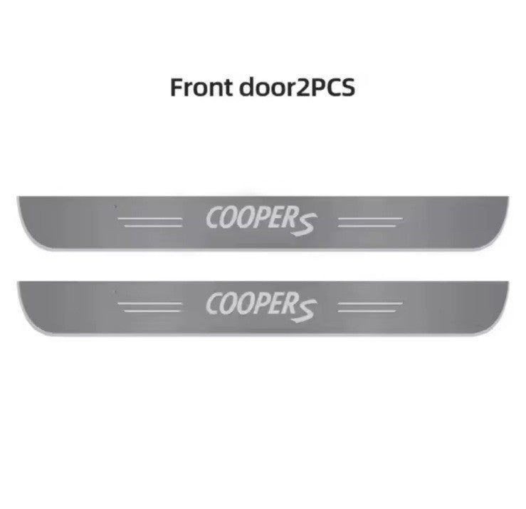 2Pcs Led Colour Changing Door Sill Protective Scuff Plates For Mini Cooper S