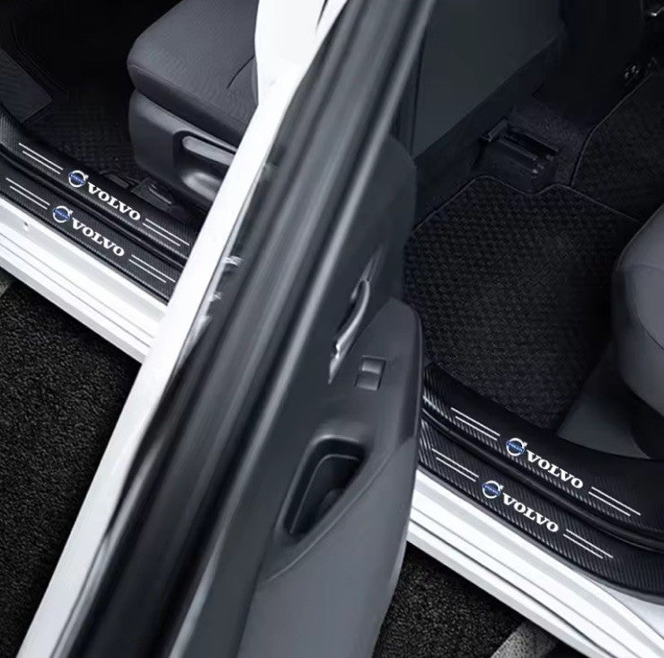 5pcs Carbon Fibre Effect Car Door Sill Protective Strips For Volvo