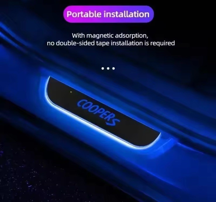 2Pcs Led Colour Changing Door Sill Protective Scuff Plates For Mini Cooper S