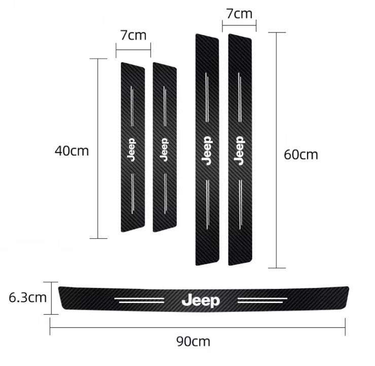 5Pcs Carbon Fibre Effect Adhesive Door Sill Protective Strips For Jeep 