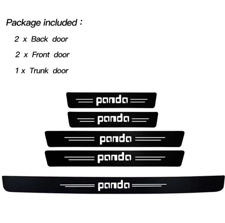 5Pcs Carbon Fibre Adhesive Door And boot Sill Protective Strips For Fiat Panda