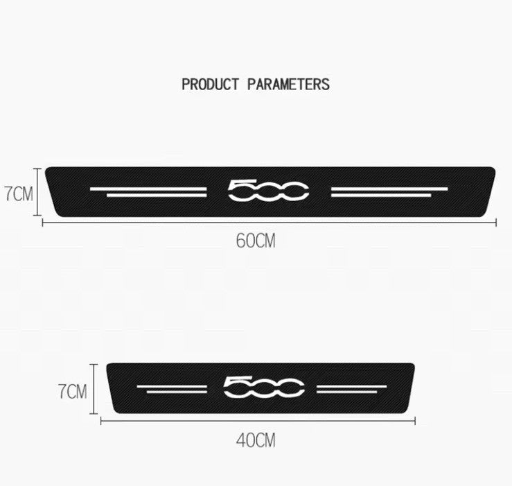 4pcs Carbon Fibre Effect Car Door Sill Protective Strips For Fiat 500