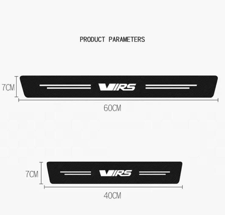 4PCS Skoda VRS Door Sill Carbon Fibre Protector Octavia Fabia Universal Fit