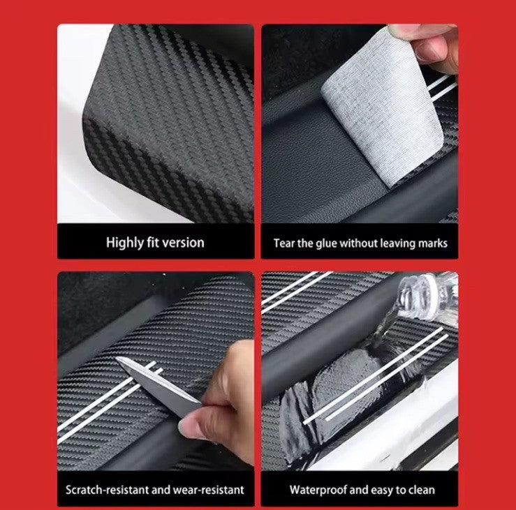 4PCS Skoda VRS Door Sill Carbon Fibre Protector Octavia Fabia Universal Fit