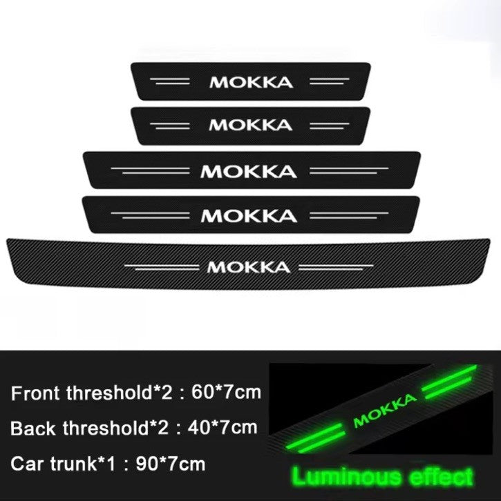 5Pcs Carbon Fibre Luminous Door Sill Protector For Vauxhall Mokka