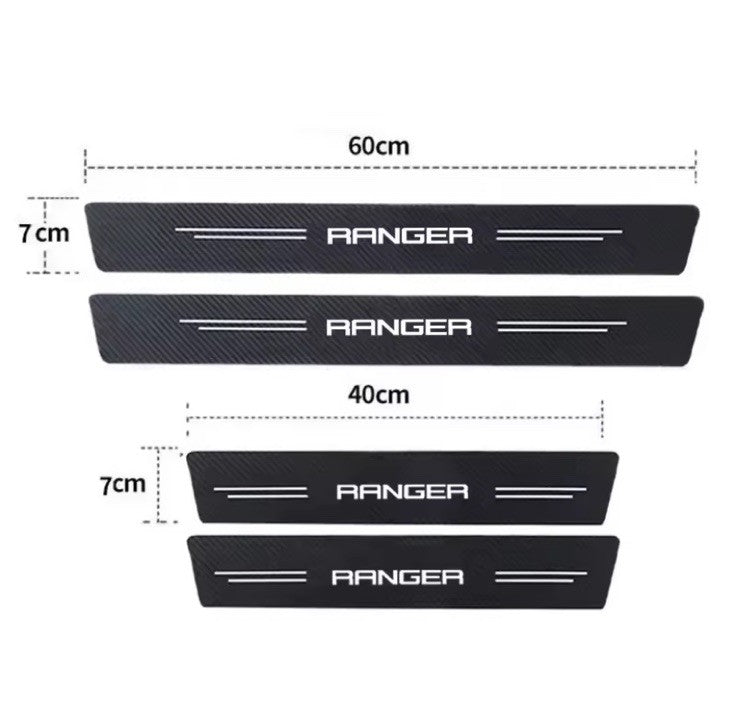 4Pcs Carbon Fibre Effect Adhesive Door Sill Protective Strips For Ford Ranger