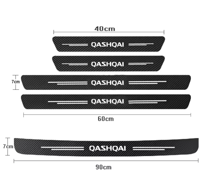 5Pcs Car Door Sill Protector Stickers for Nissan Qashqai J10 J11 J12 2013–2021