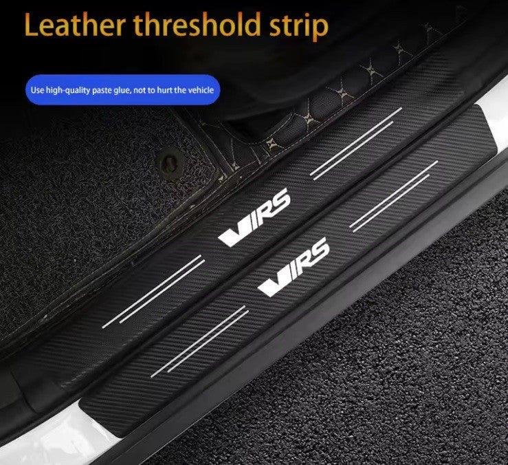 4PCS Skoda VRS Door Sill Carbon Fibre Protector Octavia Fabia Universal Fit