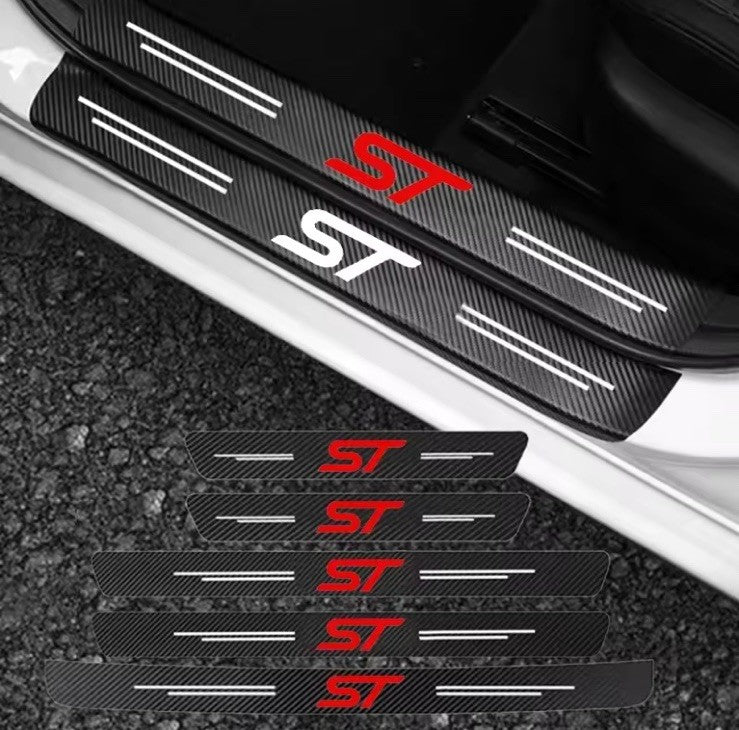 5PC Carbon Fiber Door Sill Protector for Ford ST